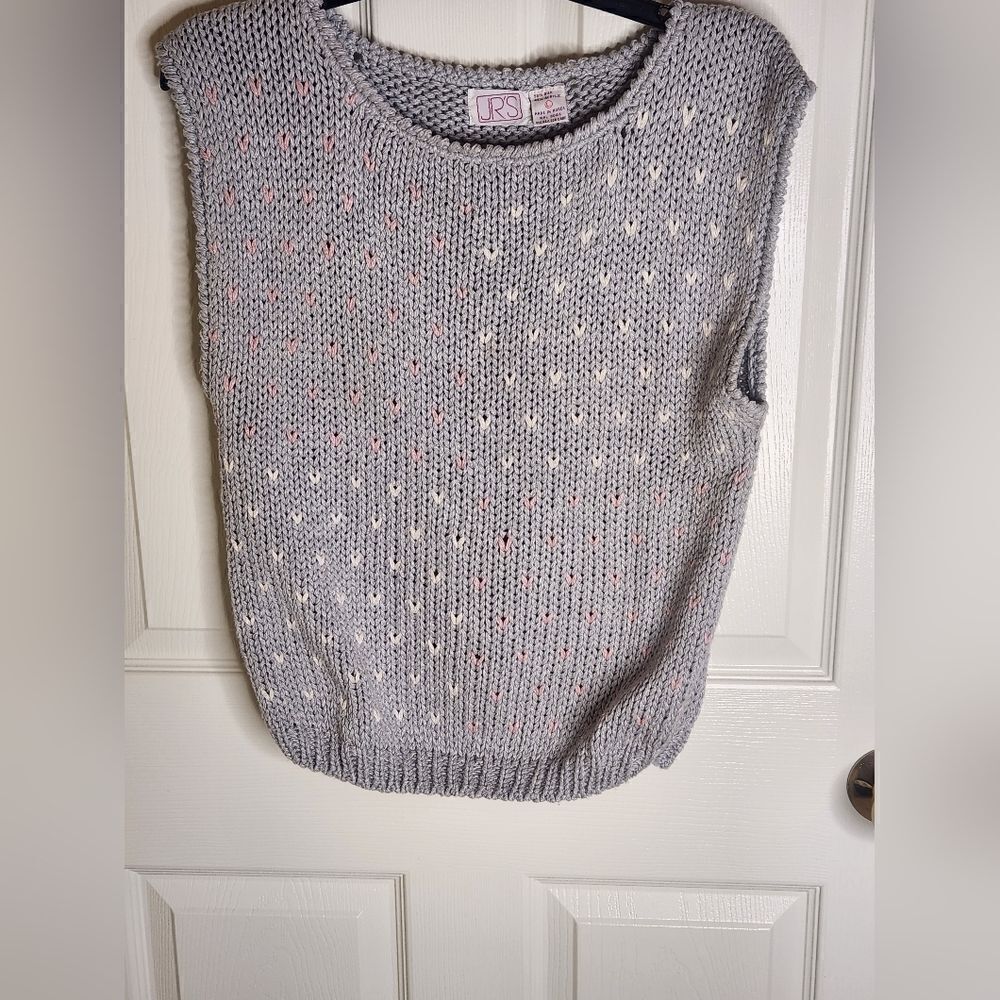 JR'S  L Gray Knitted Sleeveless SILK Blend Women's Top Tank Vest